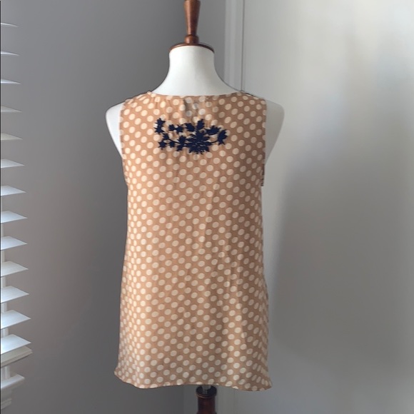 M Tan & Cream Polka Dot sleeveless top - Picture 4 of 7